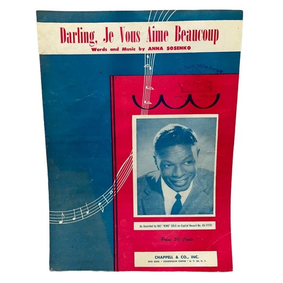Sheet Music Darling Je Vous Aime Beucoup Vintage Piano Nat King Cole 1935 - Picture 1 of 5